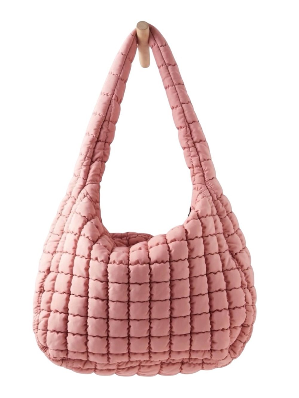 Free People Ballet Slipper Peach Quilted Carryall Tote Bag - Picture 3 of 10